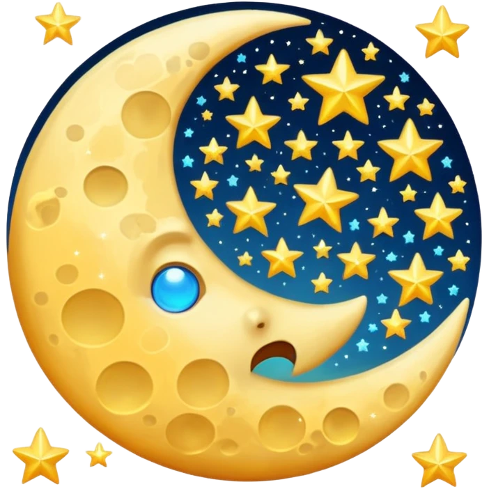 Moon with sparkles and stars emoji