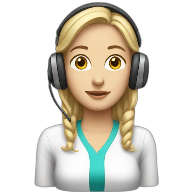 white woman with headset emoji