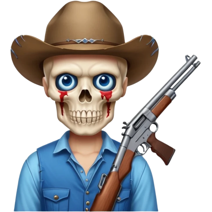 Country hick with a shotgun. From the chest to. In the style of your bleeding skull art emoji