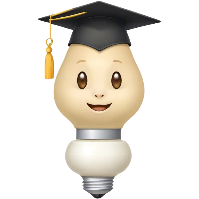 bulb smiling with graduation hat and diploma in claws emoji