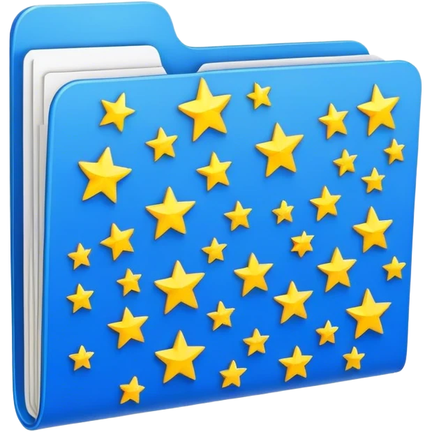 蓝色的上面有无数黄色星星的文件夹 emoji