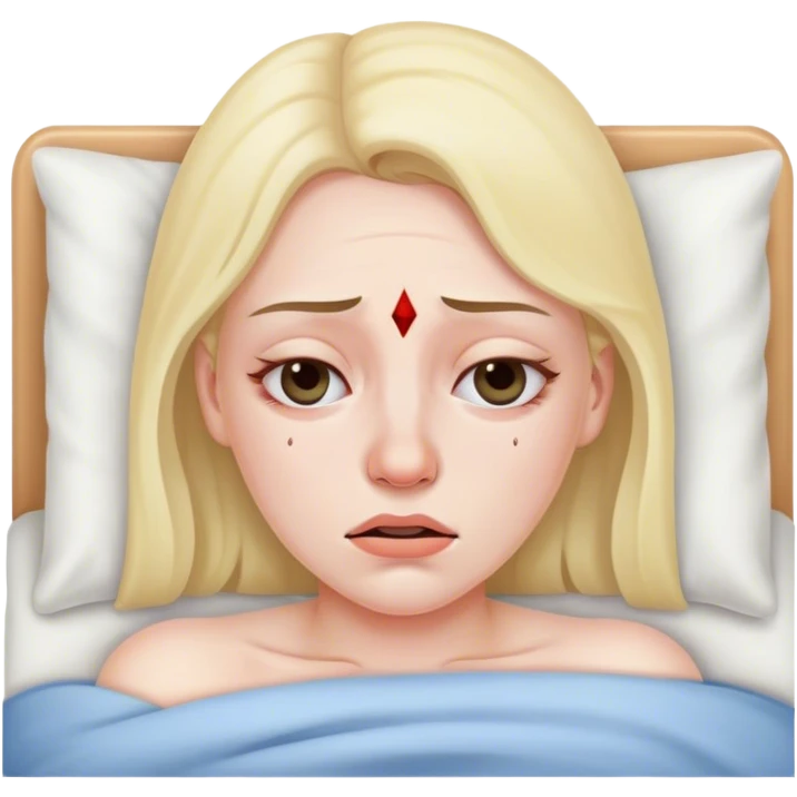 Woman In bed with sinus pain  emoji