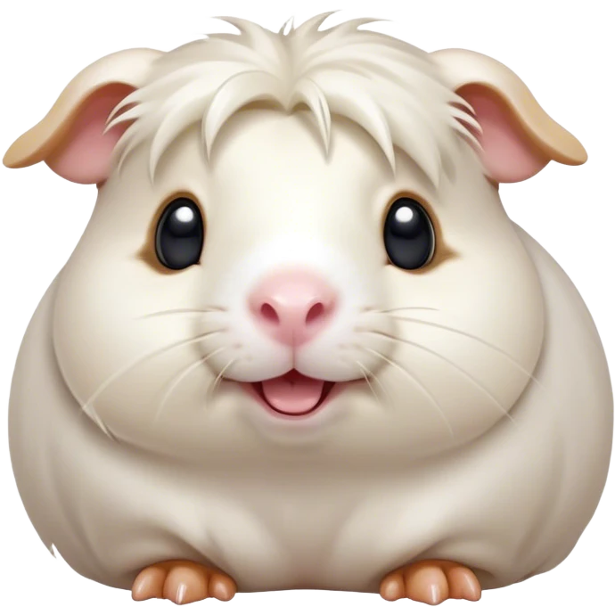 Cinematic Comical White Guinea Pig Portrait Emoji, Head tilted dramatically with an exaggeratedly amused expression, featuring a glossy, pristine white coat with an adorably scrunched face, wide, expressive dark eyes filled with playful disbelief, Simplified yet hilariously expressive features, highly detailed, glowing with a slightly sassy glow, high shine, dramatic yet playful, stylized with an air of cheeky mischief, bright and endearing, soft glowing outline, capturing the essence of a spirited and over-the-top guinea pig, so meme-worthy it feels like it could side-eye its way into internet fame instantly! emoji