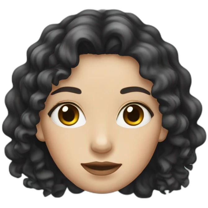 white woman with black curly long hair emoji