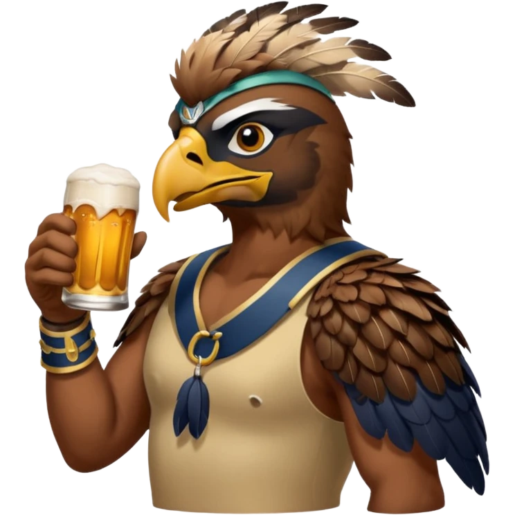 Seahawk drinking beer emoji