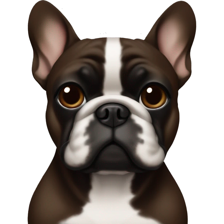 Dark brown Frenchie with a darker brown almost black mask kind of chunky  emoji