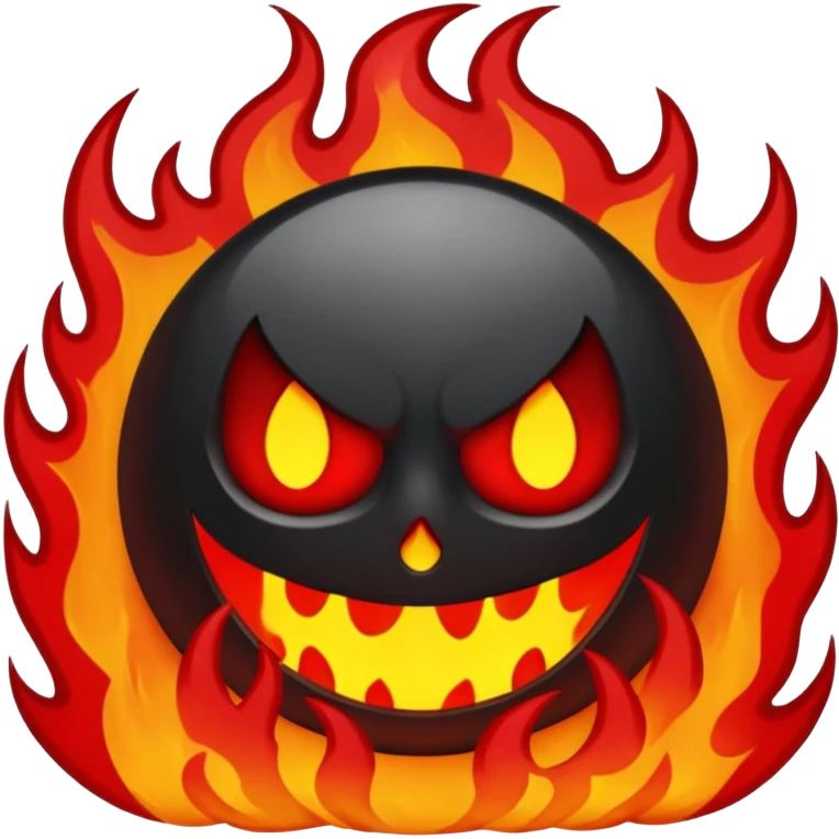 hell view with Red and black with fire, devily emoji