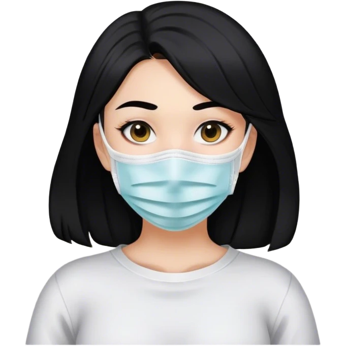 girl with black hair and face mask emoji