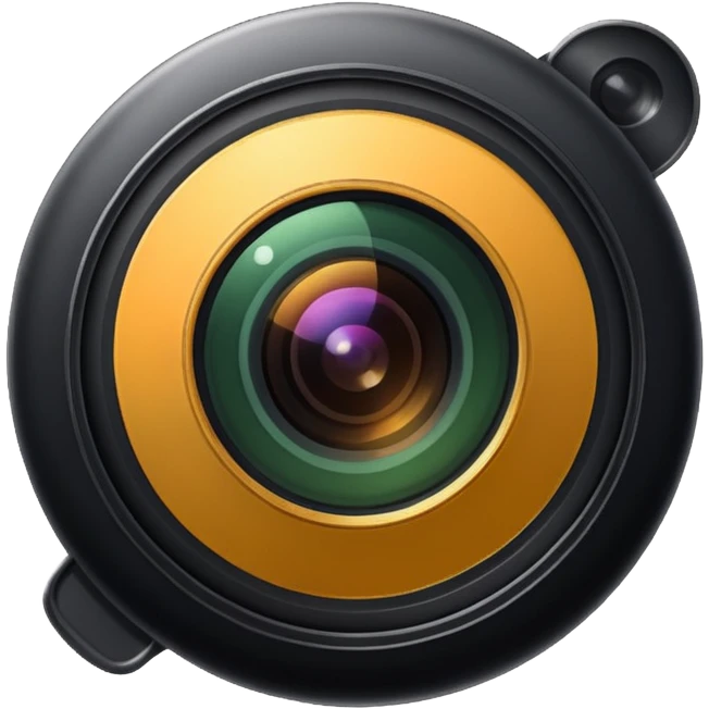 A simple camera lens, apple emoji style, top view, no face, 45 degree angle emoji