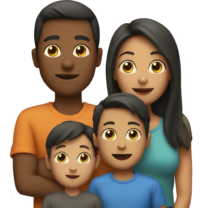 A mom with 3 boys and a girl emoji