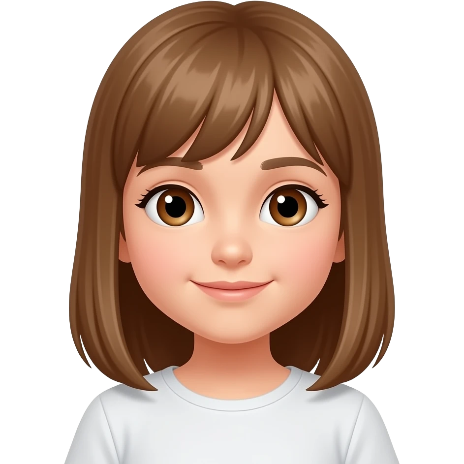 Niña pequeña castaño claro liso y ojos marrones emoji