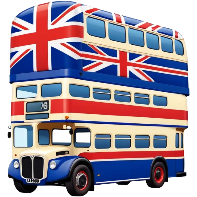 Union Jack flag, double decker bus, spice girls emoji