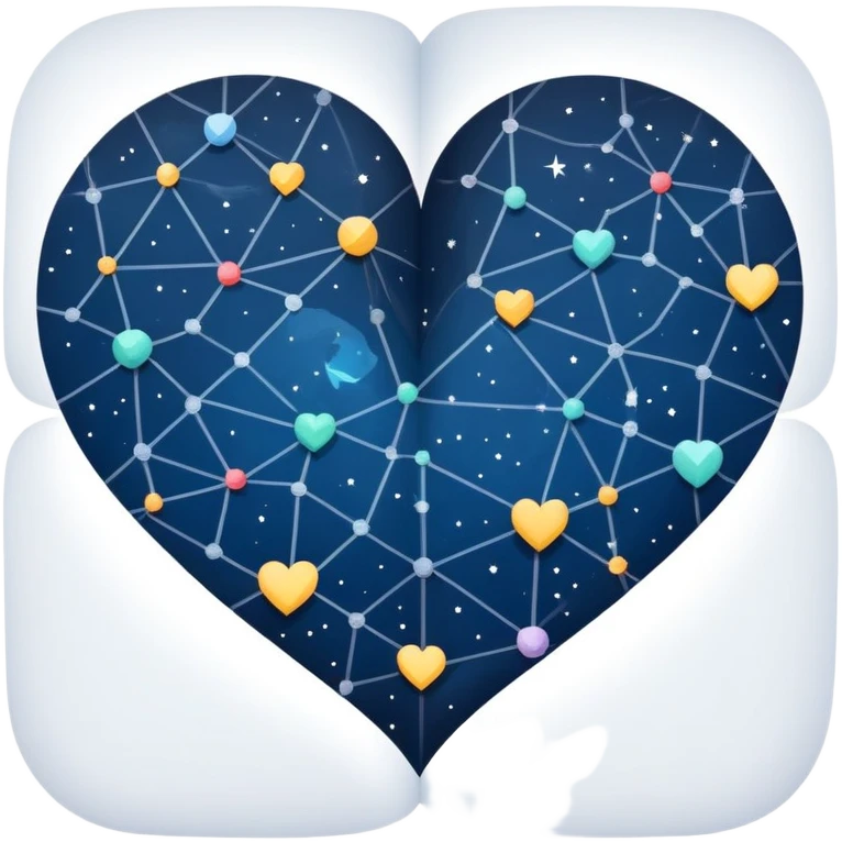 Celestial folded map with constellation heart patterns connecting like stars, cosmic exploration of love and attraction emoji