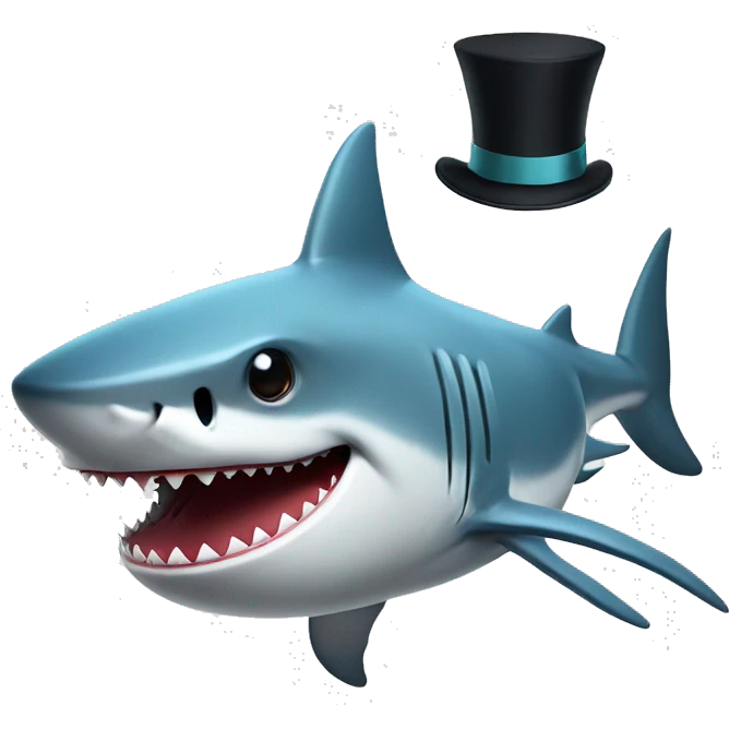 Shark with a top hat emoji