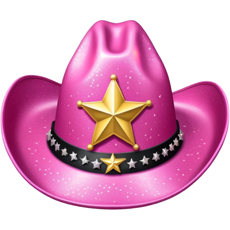 pink glittery cowgirl hat whit sherif star emoji