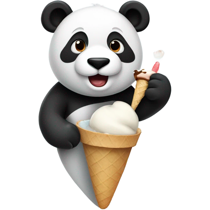 Panda eating ice cream emoji