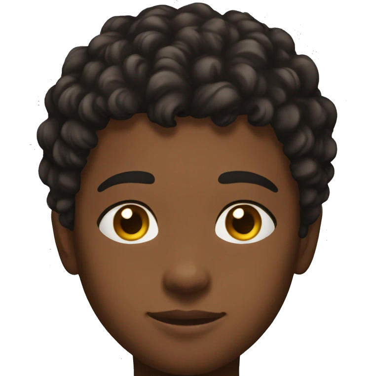 black boy, 15yo, front face, short curly hair with a lowfade, black eyes emoji