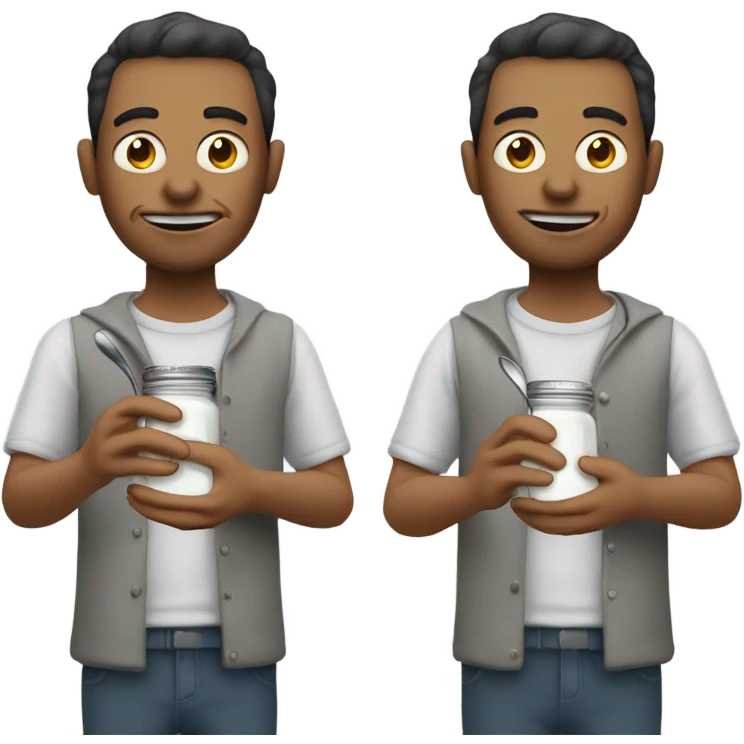 Man with spoon full of sugar over lighter  emoji