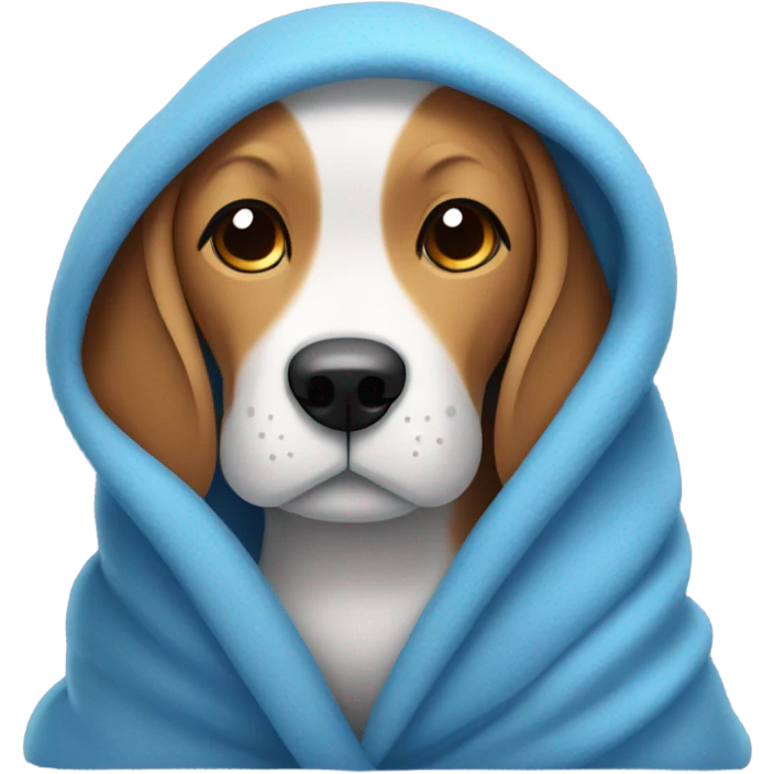 Cold Beagle UNDER many blue blankets emoji
