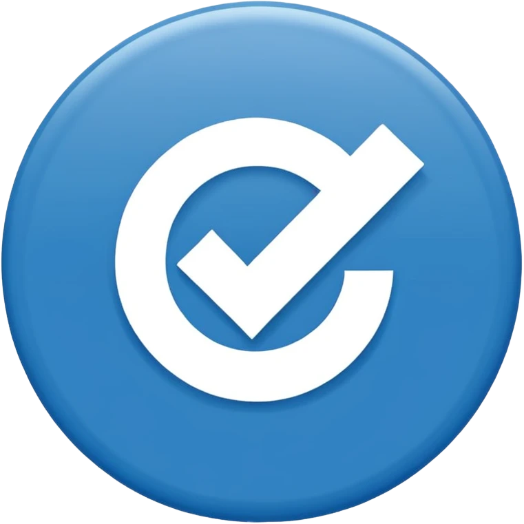 "Símbolo no formato de círculo, fundo sólido na cor azul oficial do Instagram (#0095F6), com um check branco nítido e alinhado no centro. Estilo minimalista, sem sombras, exatamente como o selo de verificação do Instagram." emoji