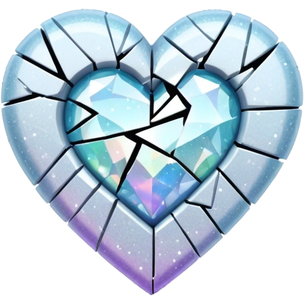 coração partido glitter branco emoji