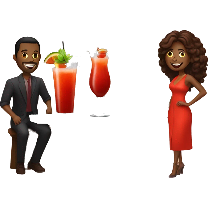 2 men and 2 women drinking Bloody Mary cocktails at the bar emoji