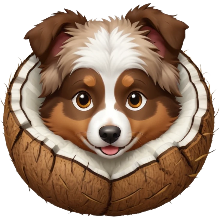 dog Australian shepherd in a coconut emoji