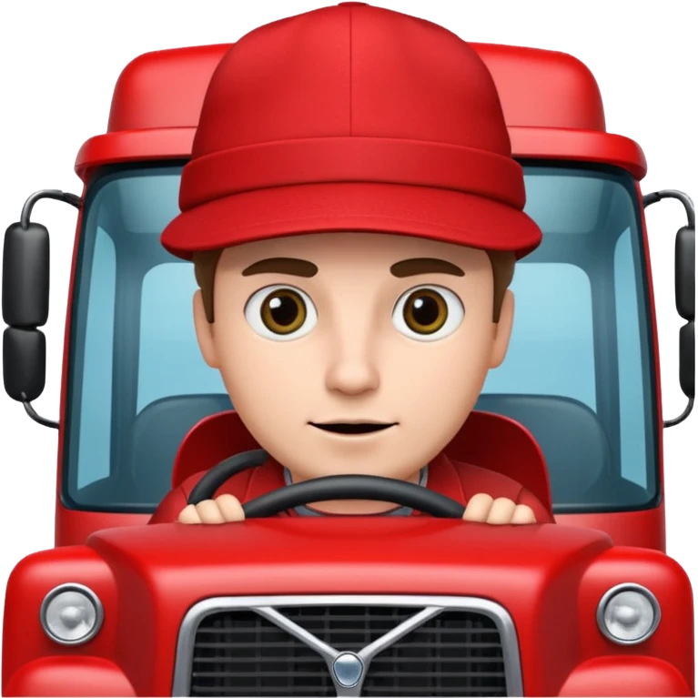 Мужчина с большими глазами и красном шапке на красном фуре вольво emoji