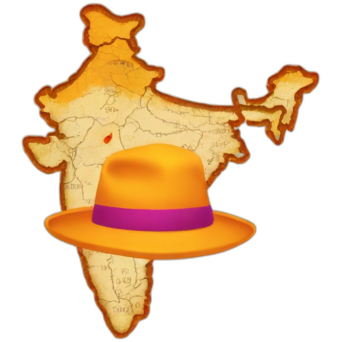 India map with saffron hat emoji