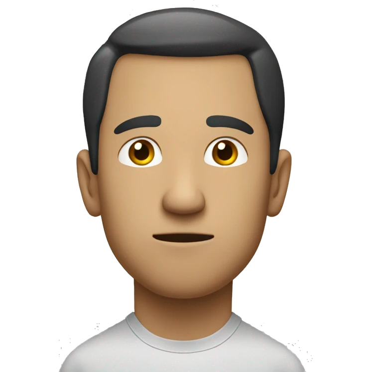  a slim man standing with a slightly tense posture. The man has a worried expression  emoji