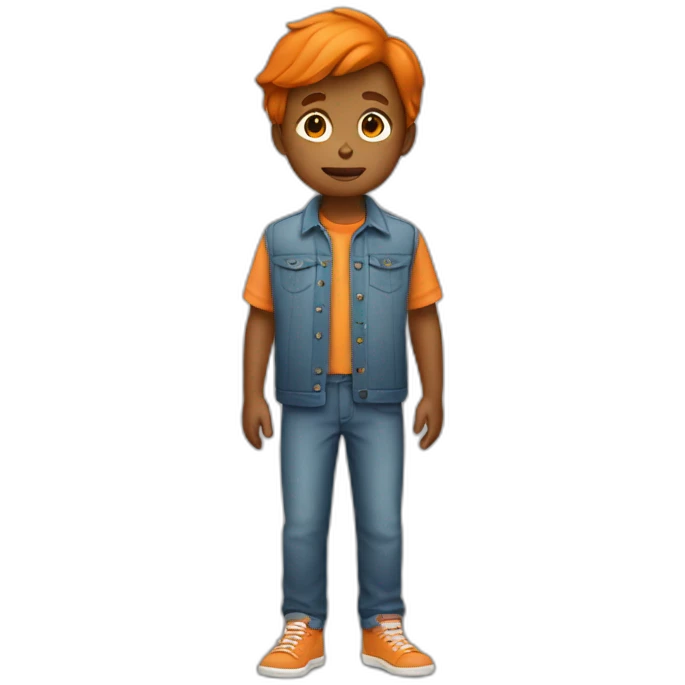 A boy whose clothes are orange in color emoji