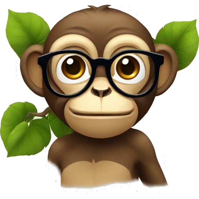 Monkey with glasses on tree emoji