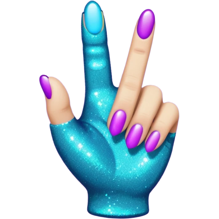 Glitter Roxo e Ciano Mão apontando para direita emoji