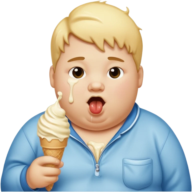 An obese kid eating ice cream emoji