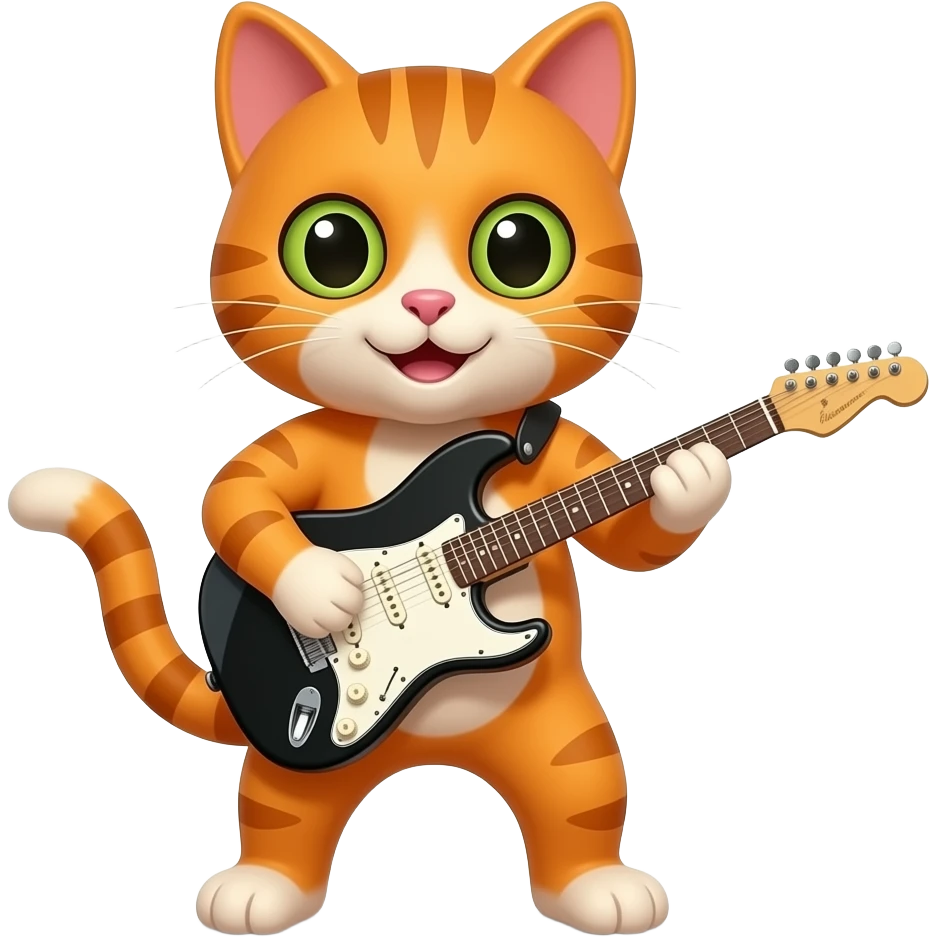 vibrant orange cat playing guitar emoji