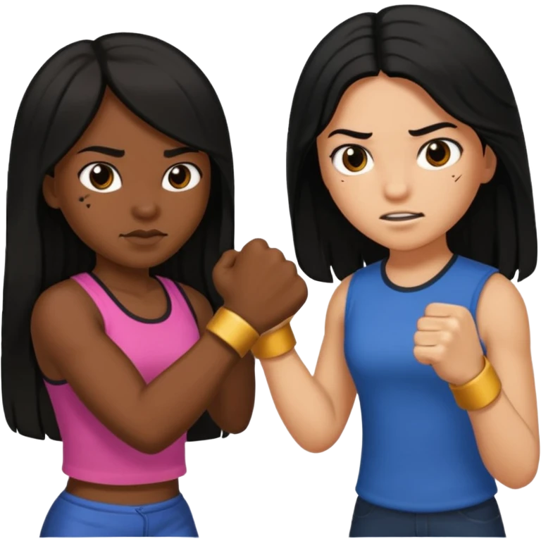 mexican with long black hair fist-fighting a girl  emoji