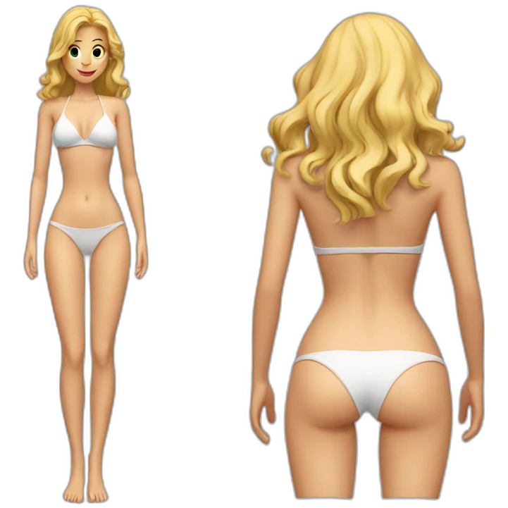 Slim-fit Caucasian woman bikini cute (beach body) bed emoji