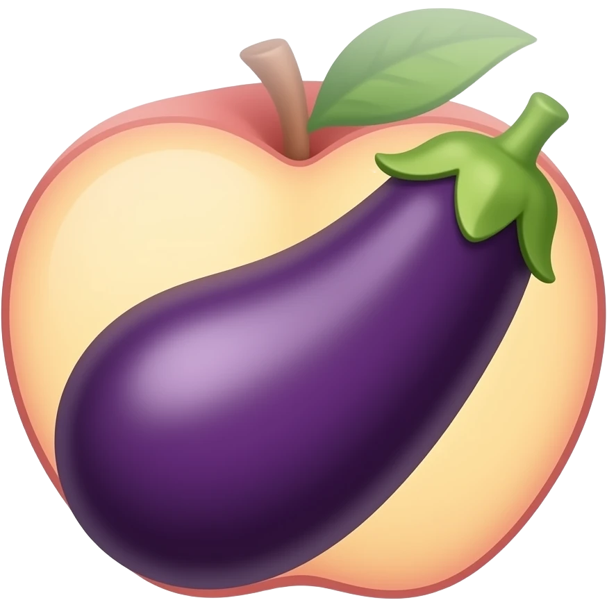 Eggplant emoji inserting in to the peach emoji emoji
