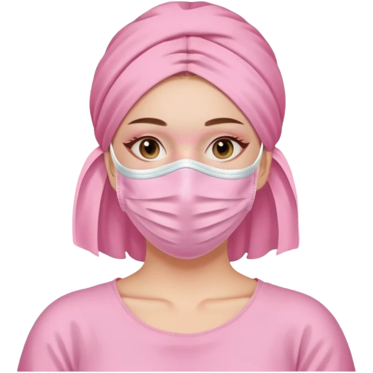 Lady with pink face mask spa beauty full face relaxing emoji