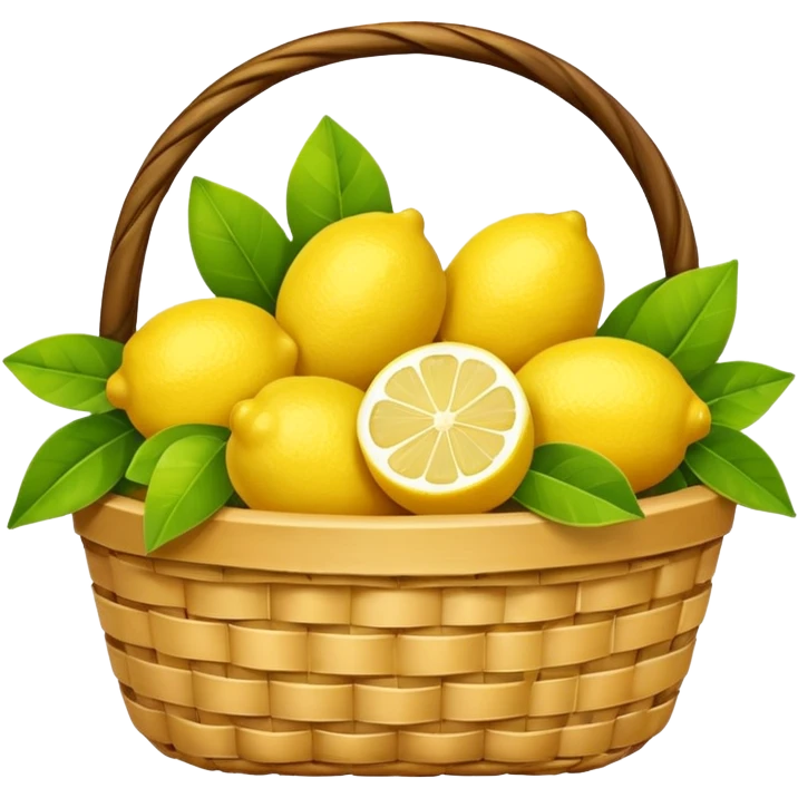 корзина с листками и лимонами emoji
