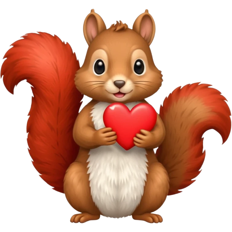 squirrel holding a red heart emoji