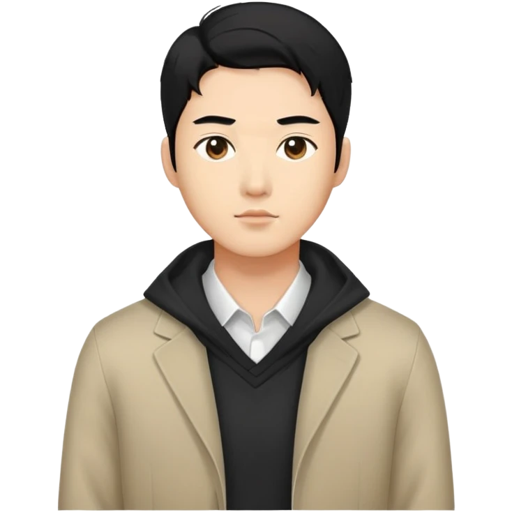 A Korean man with neat black hair, wearing a modern outfit emoji