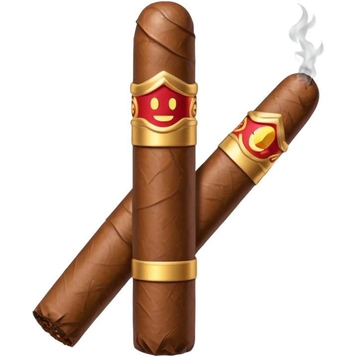 Emoji-style cigar icon, dark brown wrapper, subtle smoke, minimalistic, clean silhouette, metal details, no gold details emoji