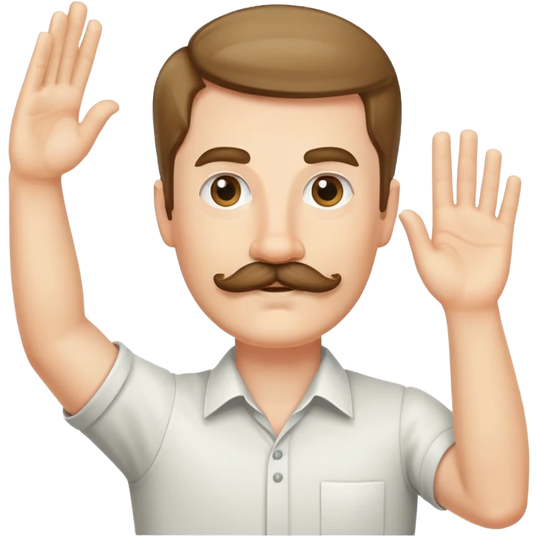 white man with rectangular mustache and right arm raised emoji