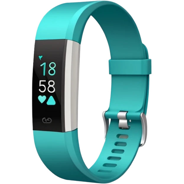 a teal fitbit band lying flat in the style of an ios emoji  emoji