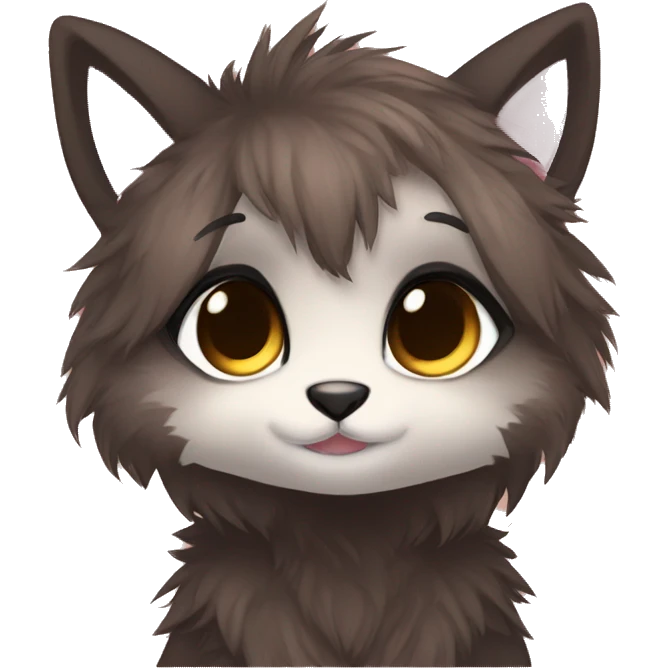Anthro Shy Cute Cool Kawaii Edgy Chibi Dark Brown Furry Animal Anthro Sona emoji