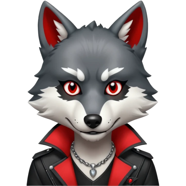 Anthropomorphic Anthro Furry punky gothic black white and red badass cool stylish handsome smexy Animal-furry-fursona emoji