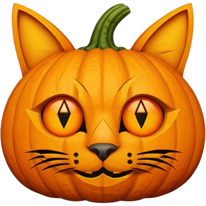 Halloween pumpkin carved as a cat  emoji