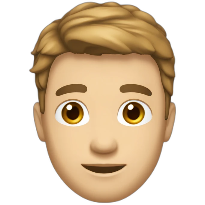 Crea un hombre alto de contextura media,piel blanca cabello castaño claro y liso con corte de cabello corto peinado hacia arriba emoji