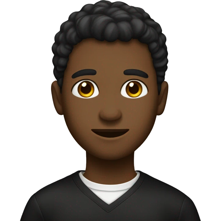 Un chico de 14 años de pelo negro y ojos cafes todo vestido de negro. De Piel blanca emoji